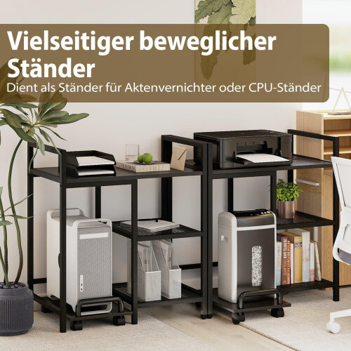 3-stufiger Druckerständer mit Ladestation, Schwarz 2