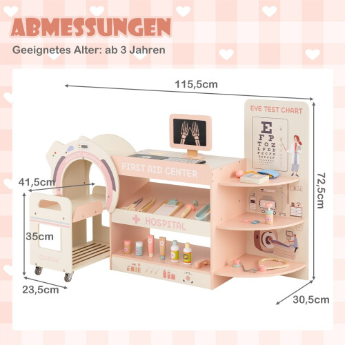 Arztspielset für Kinder mit Sehtafel und CT-Scanner - Rosa 1