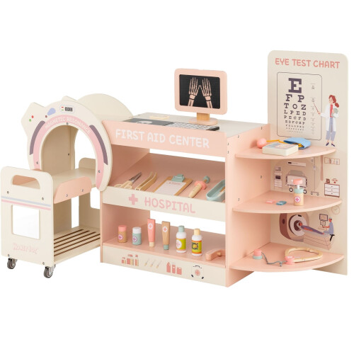 Arztspielset für Kinder mit Sehtafel und CT-Scanner - Rosa