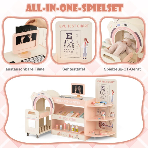 Arztspielset für Kinder mit Sehtafel und CT-Scanner - Rosa 2
