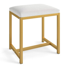 Schminkhocker mit weichem Kissen, goldfarbenen Metallbeinen, weiß