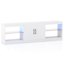 3-in-1-TV-Ständer mit LED-Beleuchtung, verstellbaren Ablagen, max. 85 Zoll