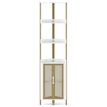 Eckregal mit Schrank und Metallgestell, 170 cm, Weiß