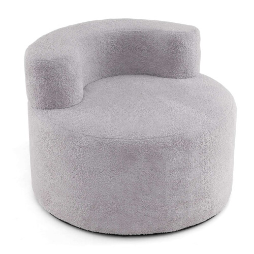 Mondförmiger Sitzsack mit weichem Teddyfleece, Grau