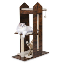 Katzenbaum mit Sisalstämmen und Hängekugeln, 120 cm, Braun
