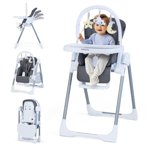 Trona plegable para bebé con respaldo reclinable y ajustable