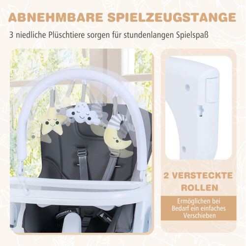 Trona plegable para bebé con respaldo reclinable y ajustable 2