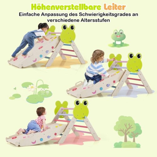 Set da arrampicata per bambini con scivolo, rampa e arco - Gioco 7 in 1 2