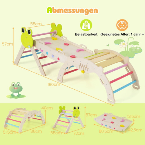 Set da arrampicata per bambini con scivolo, rampa e arco - Gioco 7 in 1 1