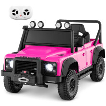 Elektrisches Kinderauto - Pinker Land Rover Defender mit Fernbedienung
