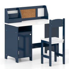 Kinderschreibtisch- und Stuhlset mit Stauraum, Blau
