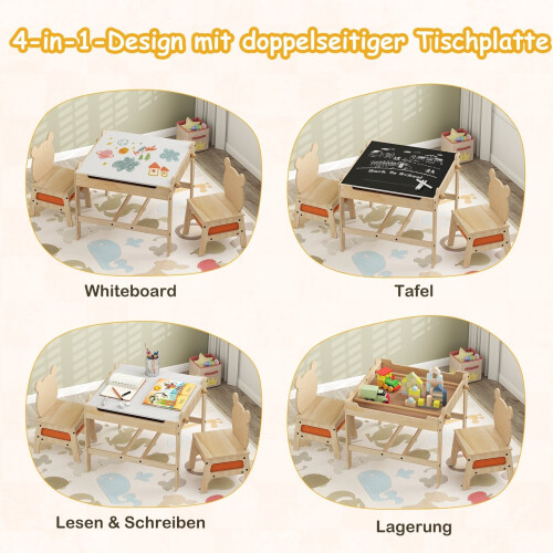 Kinder-Aktivitätstisch-Set mit Panda-Stühlen, 4-in-1-Design 1