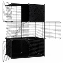 Großer 3-stöckiger Katzenkäfig mit Spielbereich, 74 x 47 x 110 cm