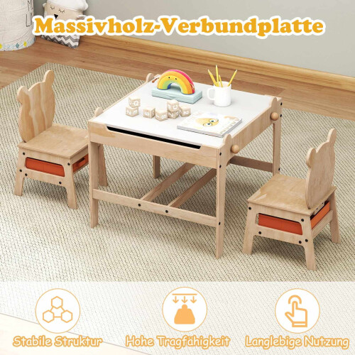 Kinder-Aktivitätstisch-Set mit Panda-Stühlen, 4-in-1-Design 2