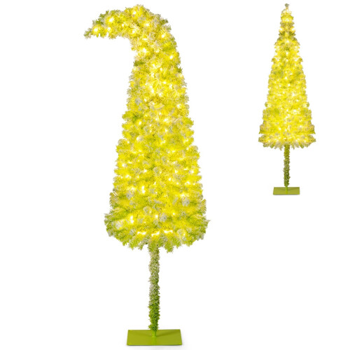 210 cm großer künstlicher Weihnachtsbaum mit Lichtern und Schnee