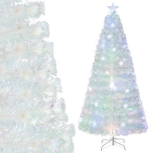 210 cm hoher, weißer künstlicher Weihnachtsbaum mit LED-Beleuchtung