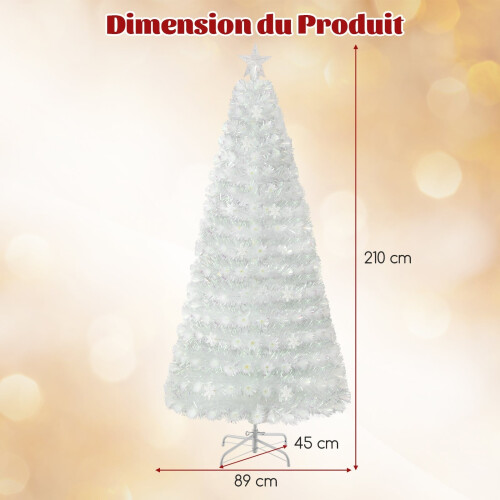 Brad de Crăciun artificial alb de 210 cm cu lumini LED 1