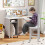 Set scrivania per bambini con sedia, libreria, legno grigio 5