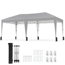 3 x 6 m Pop-Up-Pavillon mit UV-Schutz, Grau