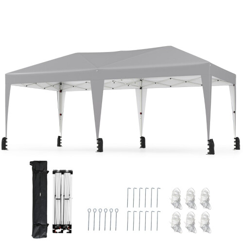 3 x 6 m Pop-Up-Pavillon mit UV-Schutz, Grau