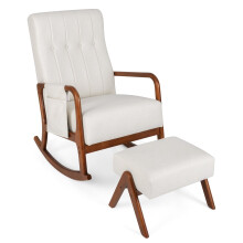 Schaukelstuhl mit Hocker, ergonomisches Design, Beige
