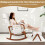 Schaukelstuhl mit Hocker, ergonomisches Design, Beige 4