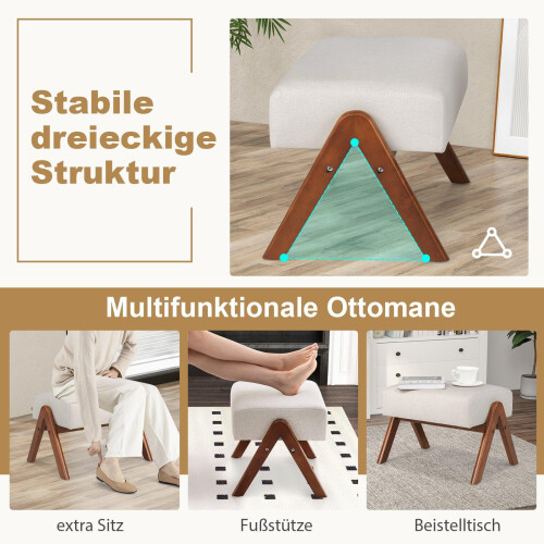 Schaukelstuhl mit Hocker, ergonomisches Design, Beige 2