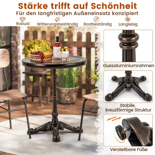 Runder Gartentisch - Aluminiumguss, wetterfest, 60,5 cm 2