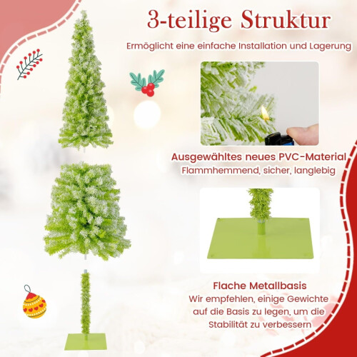 210 cm großer künstlicher Weihnachtsbaum mit Lichtern und Schnee 2