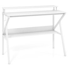 Kompakter Schreibtisch mit Monitorständer und Ablage, Weiß, 100 x 50 cm