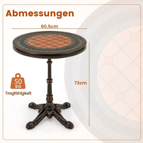 Runder Gartentisch - Aluminiumguss, wetterfest, 60,5 cm 1