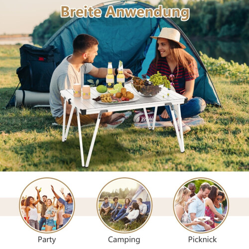 Mesa de camping com tampo impermeável e bolsa de transporte - Prata 2