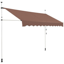 Einziehbare Markise 300 cm, bohrfrei, UV-beständig, braun
