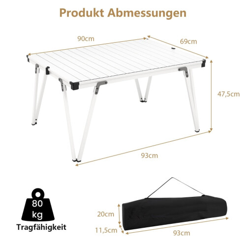 Mesa de camping com tampo impermeável e bolsa de transporte - Prata 1