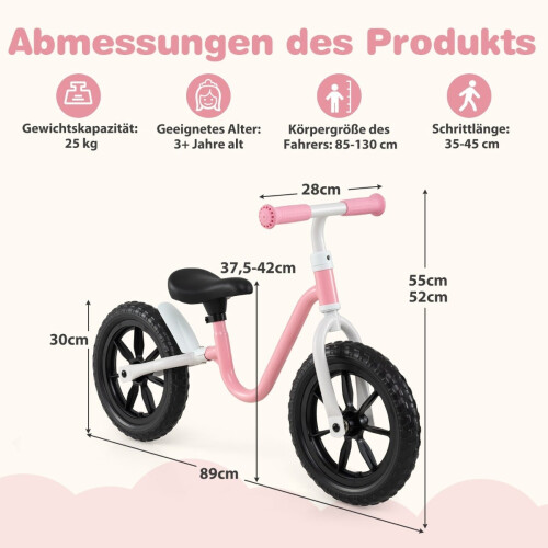 Bicicleta de equilíbrio, assento e guidão ajustáveis, rodas de 12 polegadas. 1