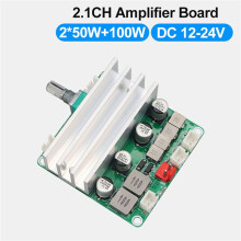2X Digital Audio Power Amplifier Board 2.1 Channel 2X50W&100W 12V-24V Home Theater DIY Amplifier Module with Bass