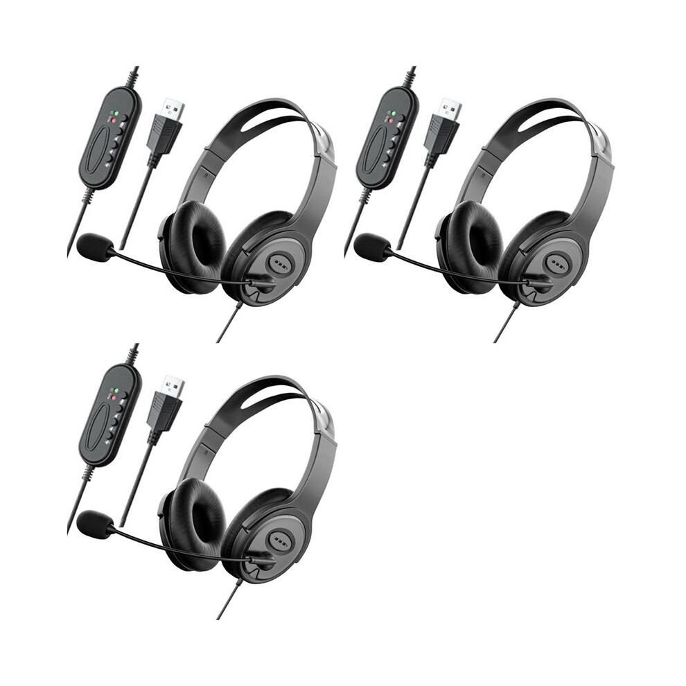 3X Call Center Headset Stereo Headphones With Noise Cancelling Microphone For Zoom Skype Office Call Center Home Podcast 4711489669454