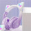2X Cute Cat Gradient Wireless Headsets LED Light  Headphones with Mic 4