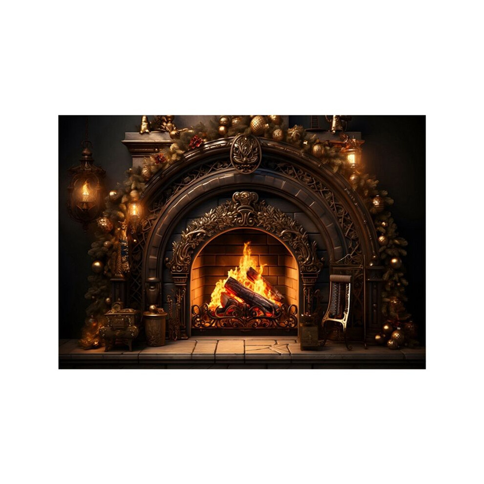 210Cmx150cm Christmas Background Cloth Fireplace Flame Party Decoration Photo Studio Photography Backdrops 4713864439256
