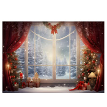 210X150Cm Weihnachtshintergrund Stoff Weihnachtsfenster Kinder Fotostudio Fotofotografie HintergrüNde,B