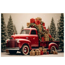 Christmas Background Cloth Party New Year Vintage Red Truck Children Photo Studio Photography Background Cloth,B