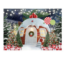210X150cm Christmas Background Cloth Christmas Snow House Multifunctional Convenient Photography Background Cloths