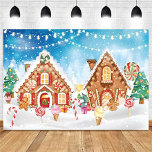 210x150cm Christmas Gingerbread Gingerbread House Candy House Photography Backdrops Birthday Party Decoration,B