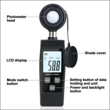 Digital Lux Meter 0-200, 000 Lux Digital LCD Pocket Light Meter Lux/FC Measure Tester Illuminometer Sensor Photometer
