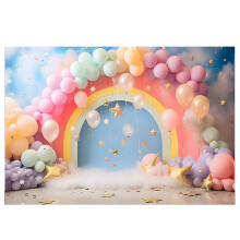 210X150cm European American Valentine's Day Party Backdrops Balloon Roses Heart Banner Photography Backdrops, B