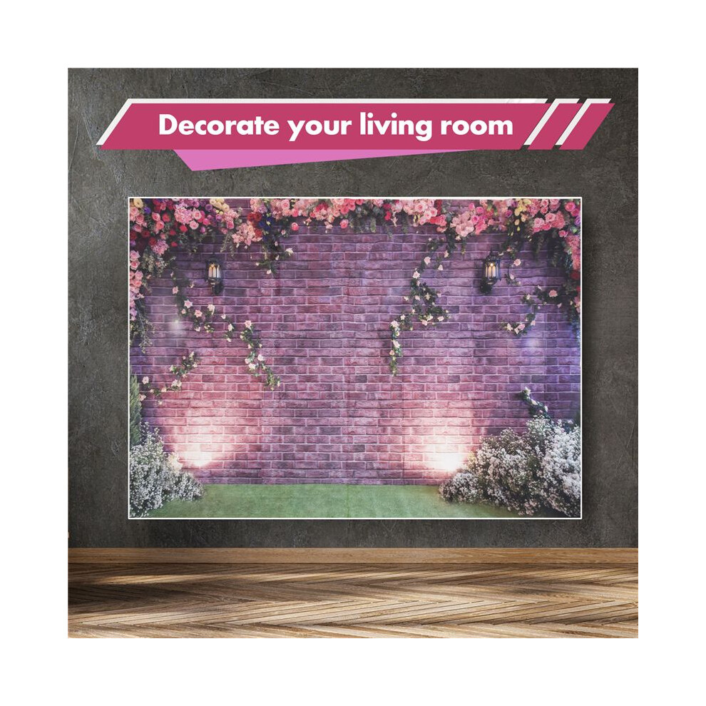 7X5ft Flowers Wall Photography Backdrops Brick Backdrop Spring Stuido Background 6032877224290