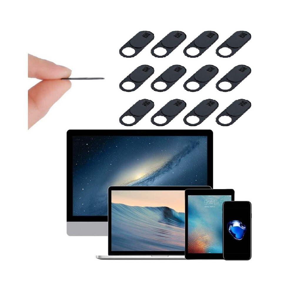 Webcam Cover, 12-Pack Ultra Thin Design Web Camera Cover Slide For Laptop, Pc, Macbook, Imac, Computer, Ipad, Pro- Black 4852693507108