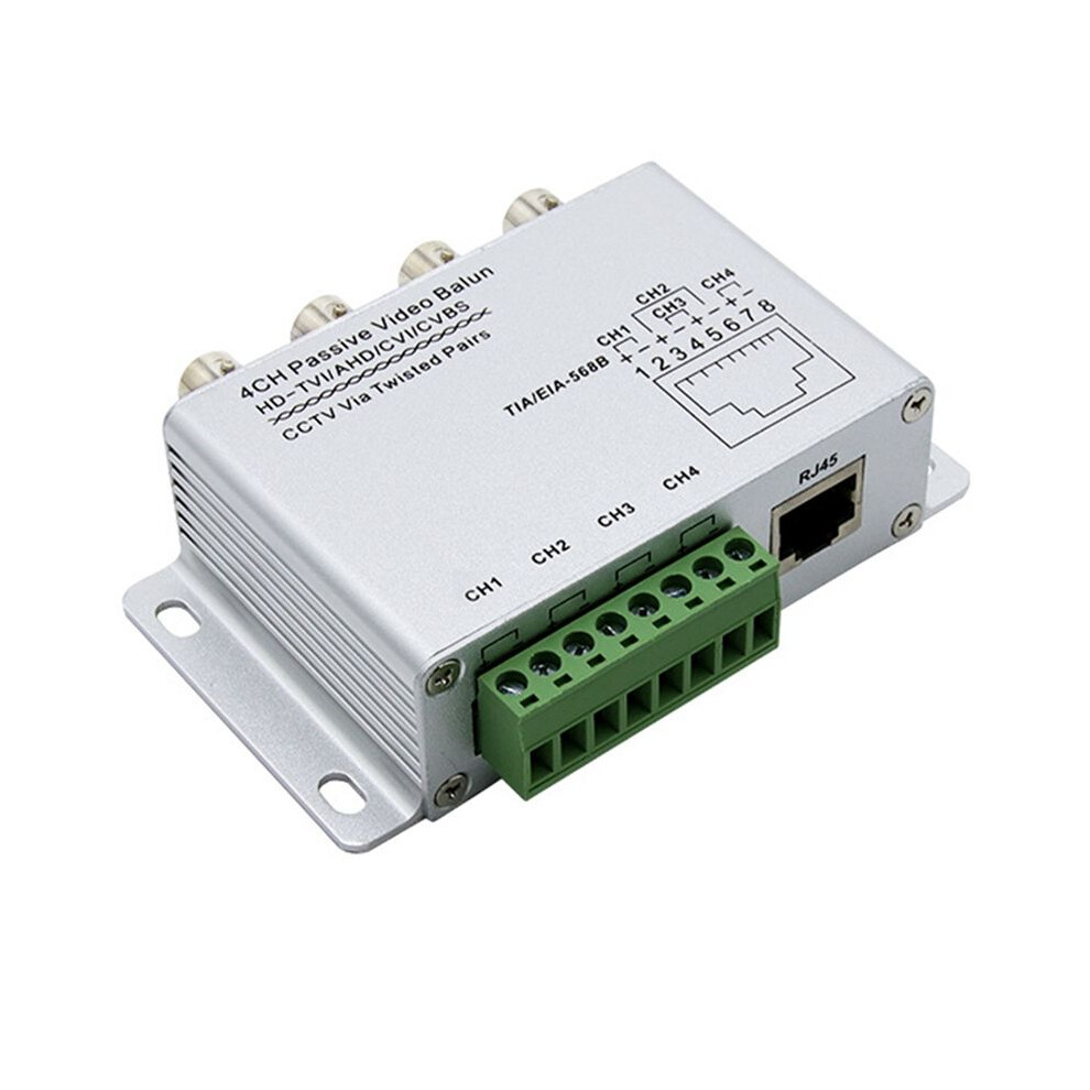 4Ch Passive Video Balun For Tvi Cvi Ahd Cameras Cctv Via Twisted Pairs Utp Video Balun 4Ch Transceiver Bnc To Utp Rj45 4711422138160