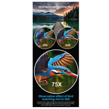 Zoom 25x-75x Longue-vue Monoculaire HD Télescope Puissant Étanche Longue Portée avec Trépied pour L'Observation des Oiseaux en Camping