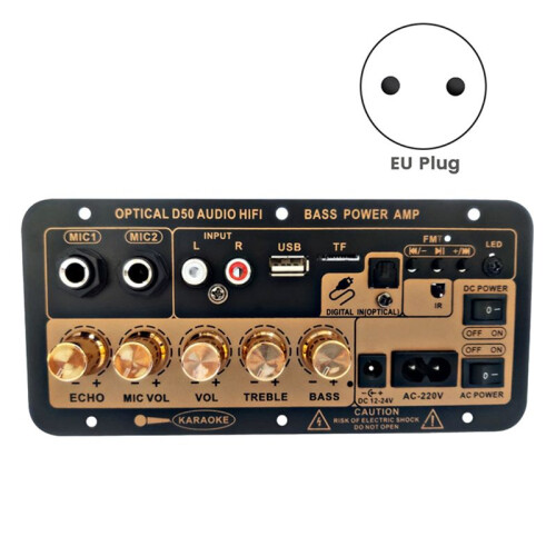 Digital Amplifier Board with Optical Audio Input Karaoke Amplifier Home/Car Subwoofer Amplifier Board(EU Plug) 2